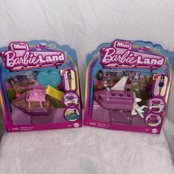 Barbie Mini Barbie Land Dolls & Toy Boat and Airplane Playsets LOT OF TWO NEW - Picture 2 of 8
